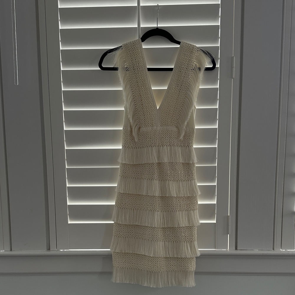 PatBO Ivory Fringe Backless Dress